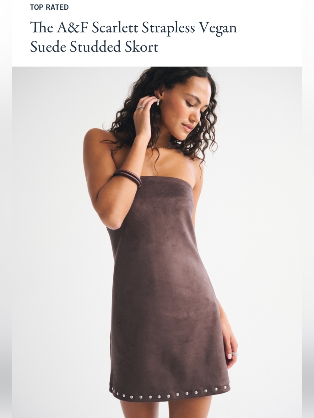 Abercrombie & Fitch Strapless Suede Studded Dress